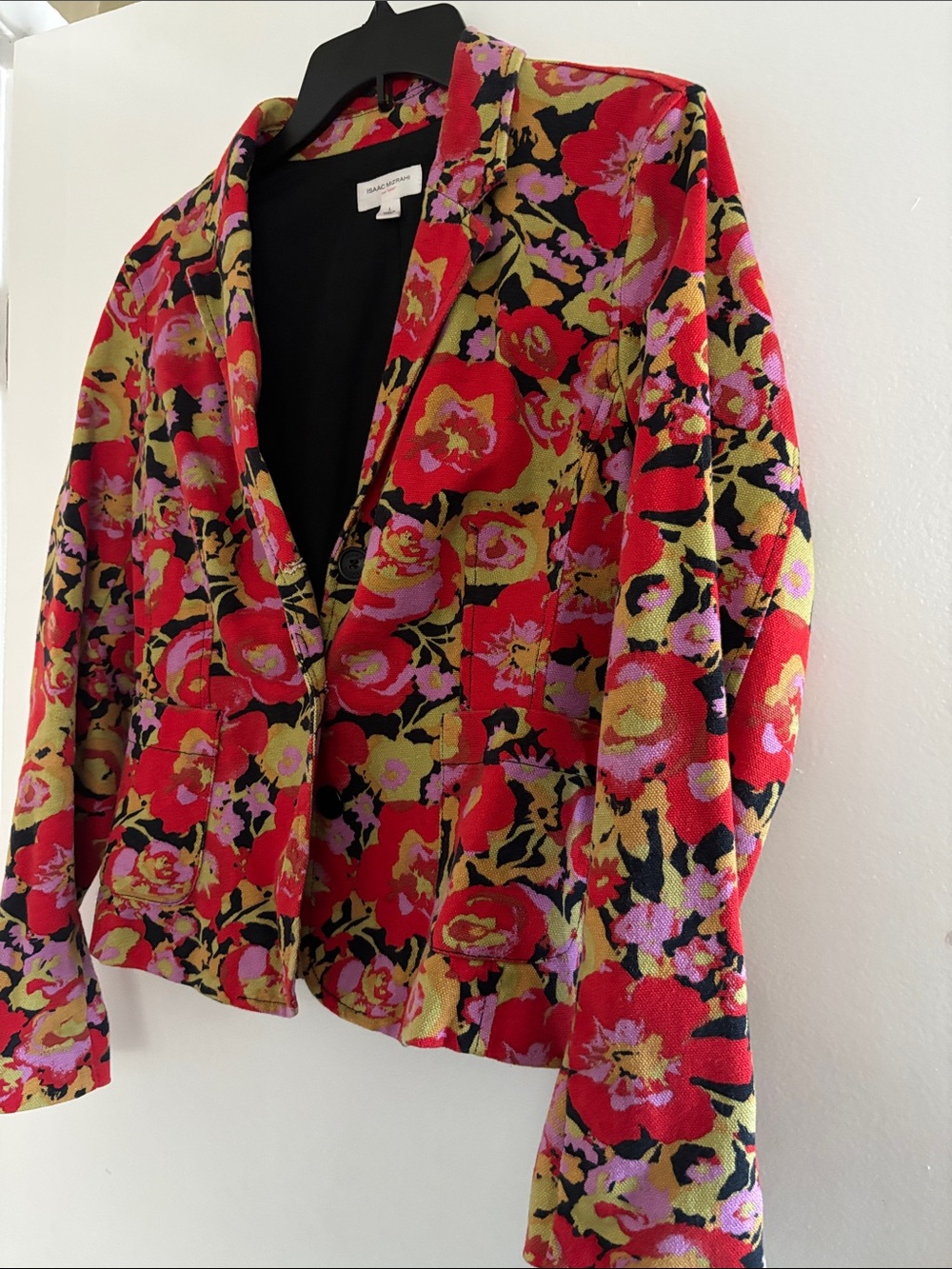 Isaac Mizrahi Floral Blazer in Red with Pink & Yellow Accents
